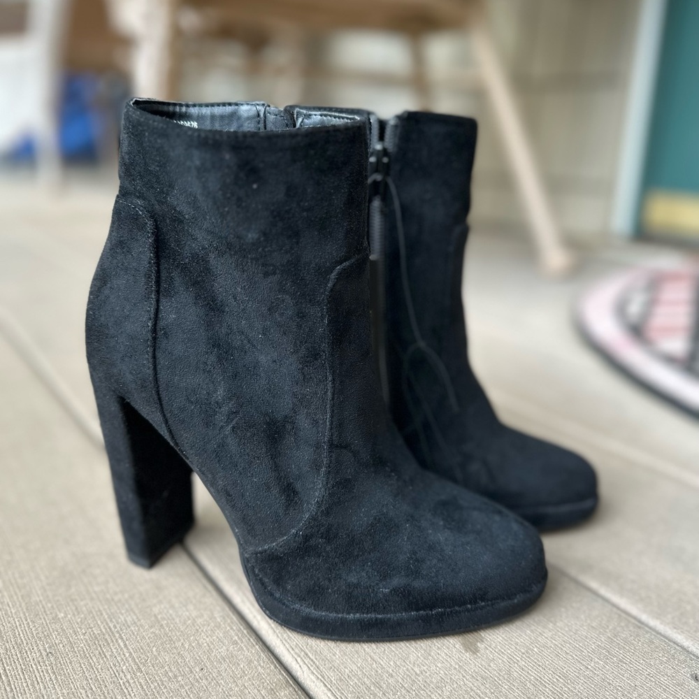 Black Suede Heeled Booties
